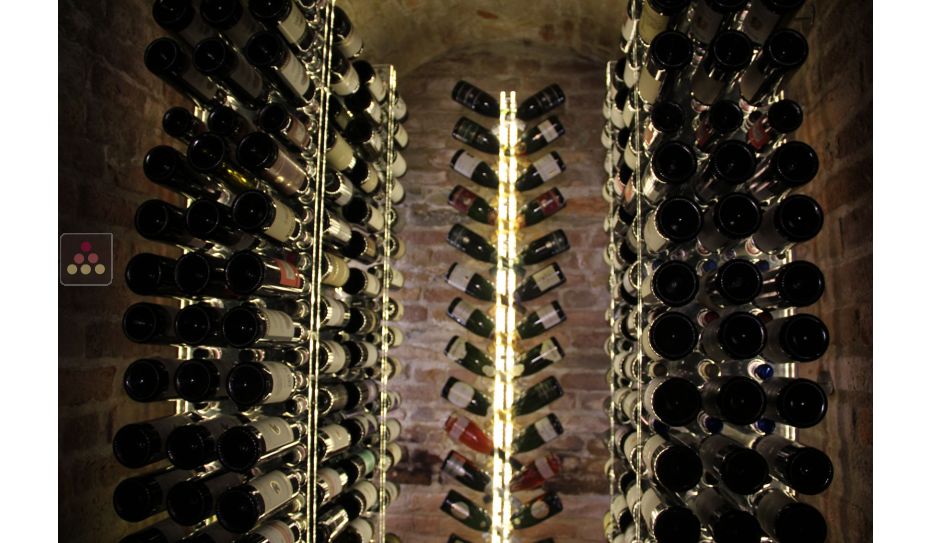Wall Mounted Bottle Rack in Plexiglass for 28 champagne bottles - (optional LED lighting)