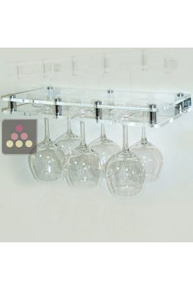 Wall Mounted Glass Rack in Clear Plexiglass - 6 glasses