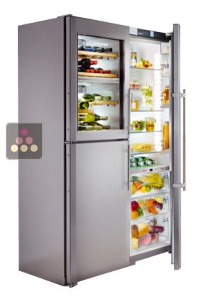 Combined wine cabinet, freezer, refrigerator & ice maker with biofresh area
