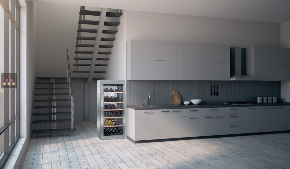 Single temperature wine ageing and service cabinet 