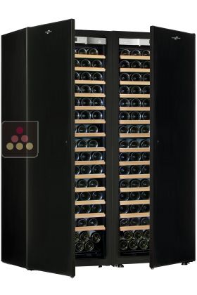 Combination of 2 single temperature wine cabinets for ageing and/or service - Sliding shelves