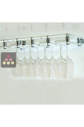 Wall Mounted Suspended Glass Rack in Clear Plexiglass - 24 glasses