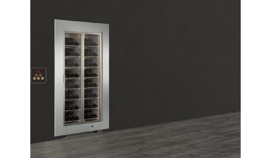 Professional built-in multi-temperature wine display cabinet - Inclined bottles