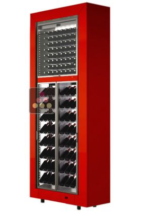Combination of two modular freestanding multipurpose wine cabinets