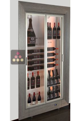 Built-in multi-purpose wine display cabinet - P36cm - Mixed shelves - Flat frame