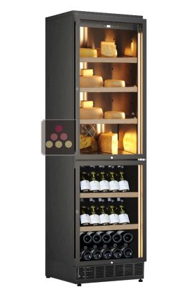 Built-in combination of cheese & wine cabinets - Inclined bottles
