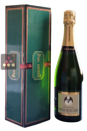 Bottle of Champagne in a green case Paul Bocuse 