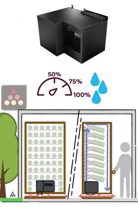 Monobloc air conditionner 1 temperature for wine cabinet 680W - Cooling and humidifying - Down evacuation - 20m3