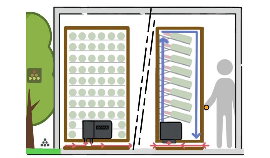 Monobloc air conditionner 1 temperature for wine cabinet 680W - Cooling and humidifying - Down evacuation - 20m3