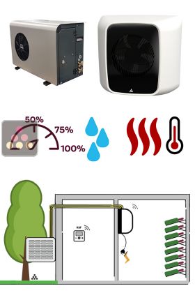Air conditioner for wine cellar up to 30m3 - Wall evaporator - Cold, humidifier and heating 