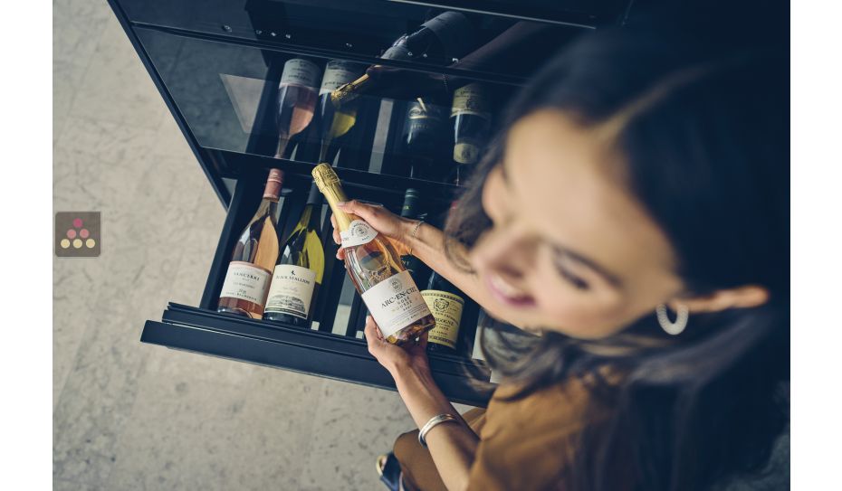 Built-in wine service cabinet with drawer 5 bottles - Glass front