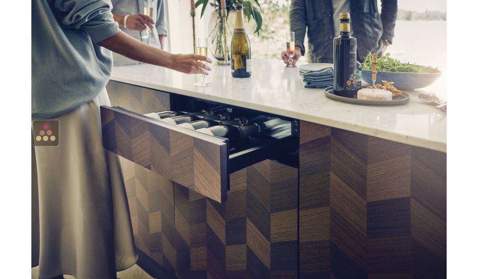 Built-in wine service cabinet with drawer - Customizable front