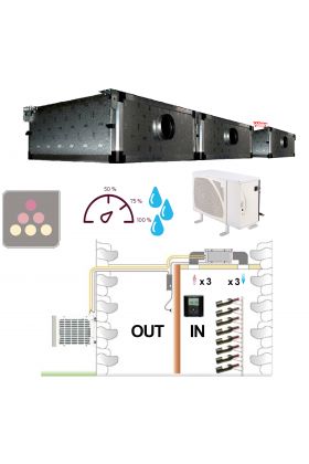 Air conditioner for wine cellar up to 4000W/6°C with doble ducted evaporator and humidifier - Horizontal ducting - Specific version