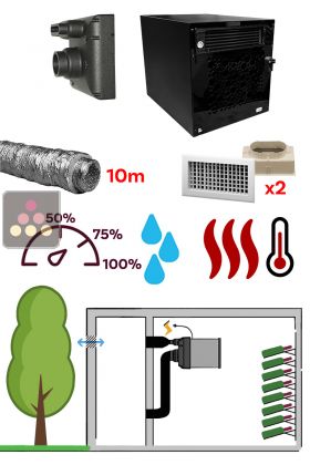 Monobloc air conditioner for wine cellar up to 30m3 - Can be ducted and built-in - Cooling, heating and humidification - IN installation