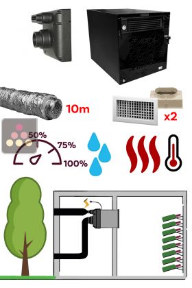 Monobloc air conditioner for wine cellar up to 48m³ - Can be ducted and built-in - Cooling, heating and humidification - Installation OUT