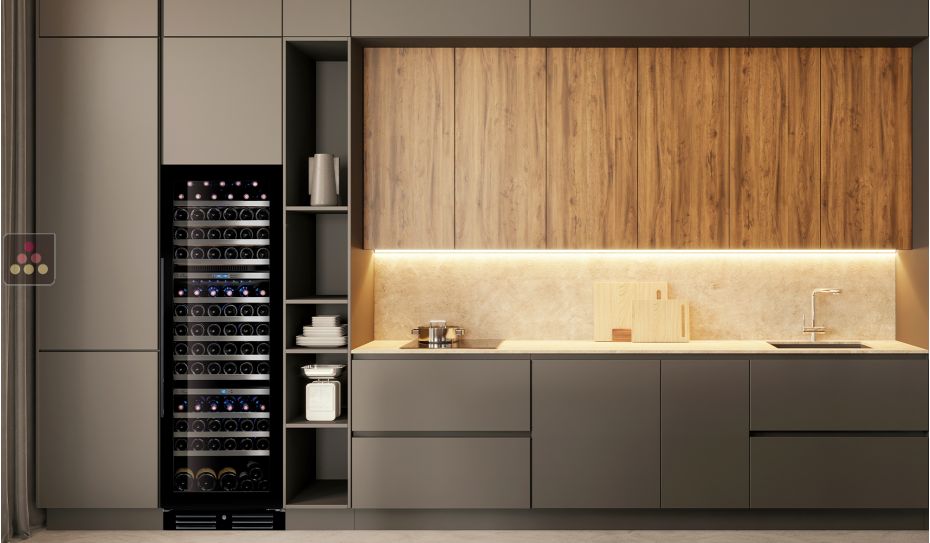 Built-in wine conservation and service cabinet with 3 temperatures