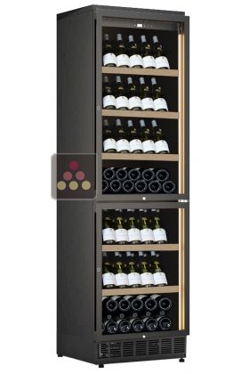 Dual temperature built-in wine cabinet for storage and/or service - Inclined bottles