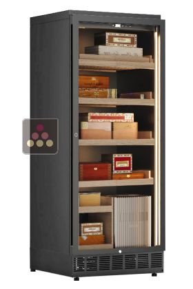 Built-in cigar humidor with temperature and humidity regulation 