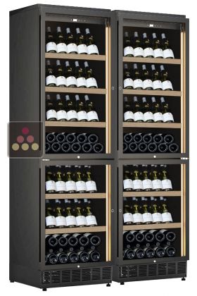 Built-in combination of 4 single-temperature wine cabinets for service or storage