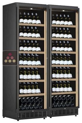 Built-in combination of 2 single-temperature wine cabinets for service or storage