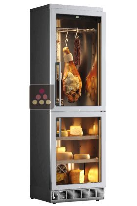 Built-in combination of a cured meat and a cheese cabinets - Stainless steel front