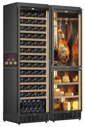 Combined built-in multi-temperature wine cabinet, cheese & cold meat cabinet