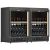 Combination of 2 built-in single temperature wine cabinets for wine storage or service with a sliding shelves for standing bottles