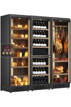 Built-in combination of 1 wine cabinet, a delicatessen cabinet and a cheese cabinet