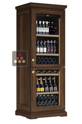 Dual temperature wine cabinet for service and/or storage - Combined bottle display