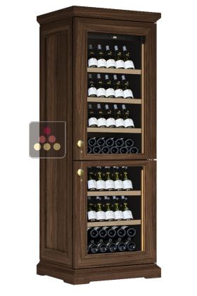 Dual temperature wine cabinet for service or storage - Inclined bottle display