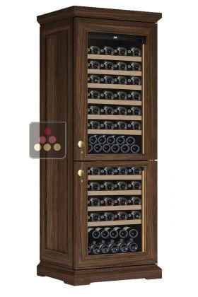 Dual temperature wine cabinet for service or storage - Sliding shelves