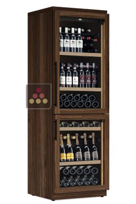 Dual temperature wine cabinet for service and/or storage - Combined bottle display