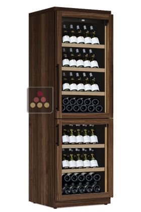 Dual temperature wine cabinet for service or storage - Inclined bottle display
