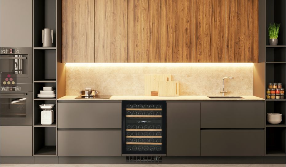 Multi-temperature built-in wine service and storage cabinet