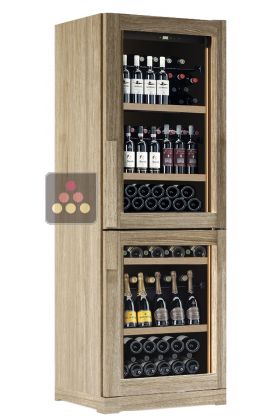 Dual temperature wine cabinet for service and/or storage - Combined bottle display