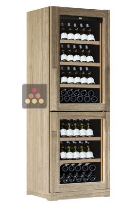 Dual temperature wine cabinet for service or storage - Inclined bottle display