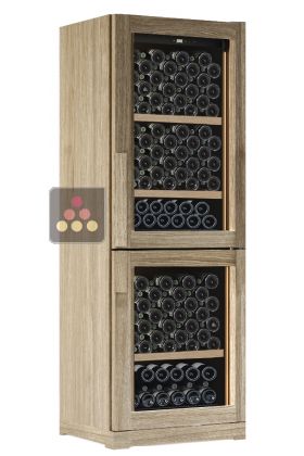 Dual temperature wine cabinet for service or storage 
