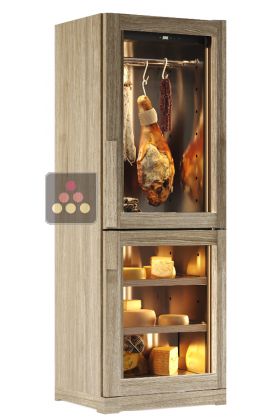 Freestanding combination of cured meat and cheese cabinets