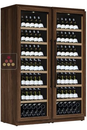 Combination of 2 Single temperature wine service or storage cabinets - Inclined bottles