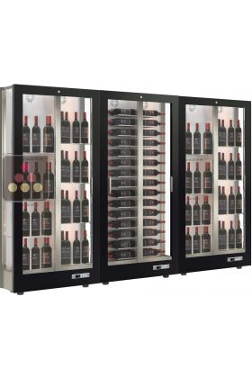 Combination of 3 professional multi-temperature wine display cabinets - 36cm deep - 3 glazed sides - Magnetic and interchangeable cover