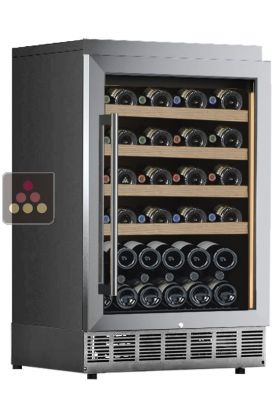 Built-in single temperature wine cabinet for wine storage or service - Stainless steel front - Sliding shelves