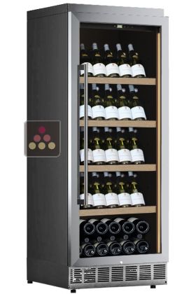 Single-temperature built-in wine cabinet for storage or service - Stainless steel front - Inclined bottles