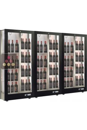 Combination of 3 professional multi-temperature wine display cabinets - 36cm deep - 3 glazed sides - Magnetic and interchangeable cover