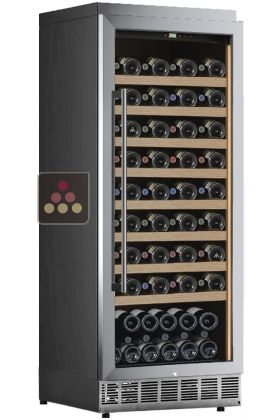 Single temperature built-in wine cabinet for storage or service - Stainless steel front - Sliding shelves