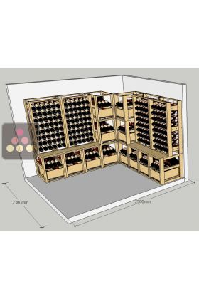 Wooden storage rack for 24 cases of wine and 192 bottles