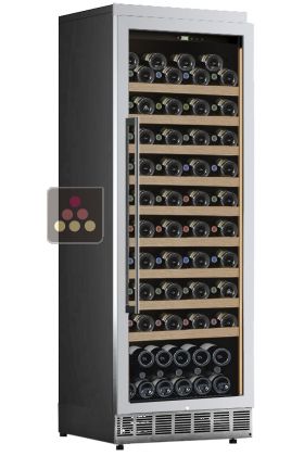 Single temperature built-in wine cabinet for storage or service - Stainless steel front - Sliding shelves