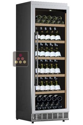 Single temperature built in wine cabinet for storage or service - Stainless steel front - Inclined bottles