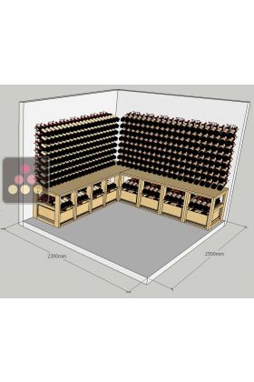 Wooden storage rack for 16 cases of wine and 336 bottles