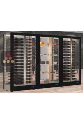 Combination of 2 professional multi-purpose wine display cabinet and 1 for desserts - 4 glazed sides - Magnetic and interchangeable cover