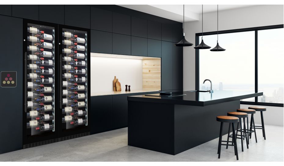 Built-in combination of 2 Single temperature wine service or storage cabinets